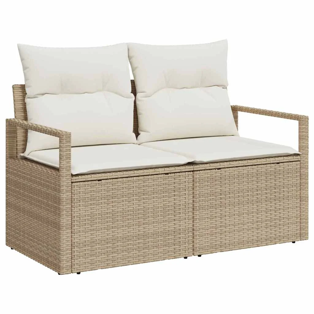 Záhradný jedálenský set s vankúšom 8 pcs Béžová a krémová