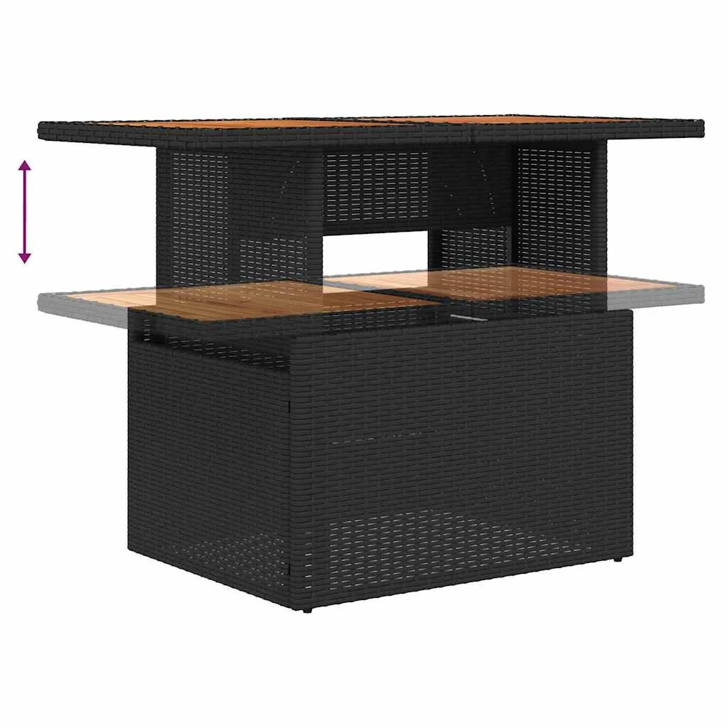 Záhradný jedálenský set s vankúšom 9 pcs Čierna a krémová