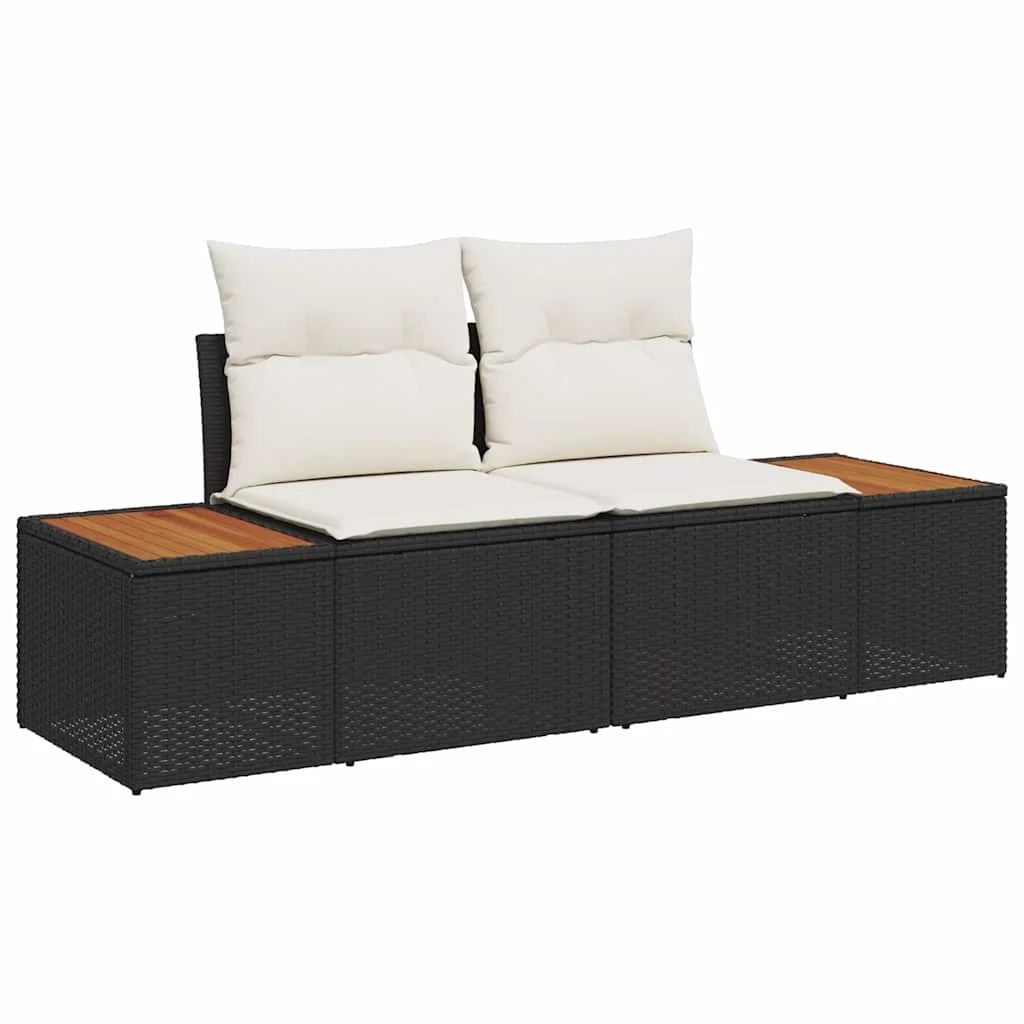 Záhradný jedálenský set s vankúšom 7 pcs Čierna a béžová