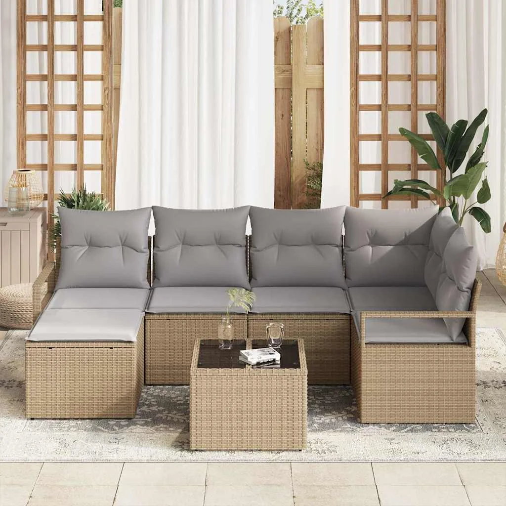Súprava záhradných pohoviek 7 pcs Beige a svetlo šedá