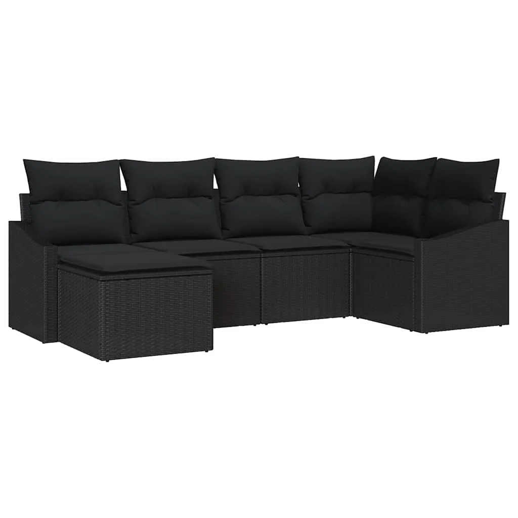 Záhradný jedálenský set s vankúšom s úložiskom 6 pcs Čierna