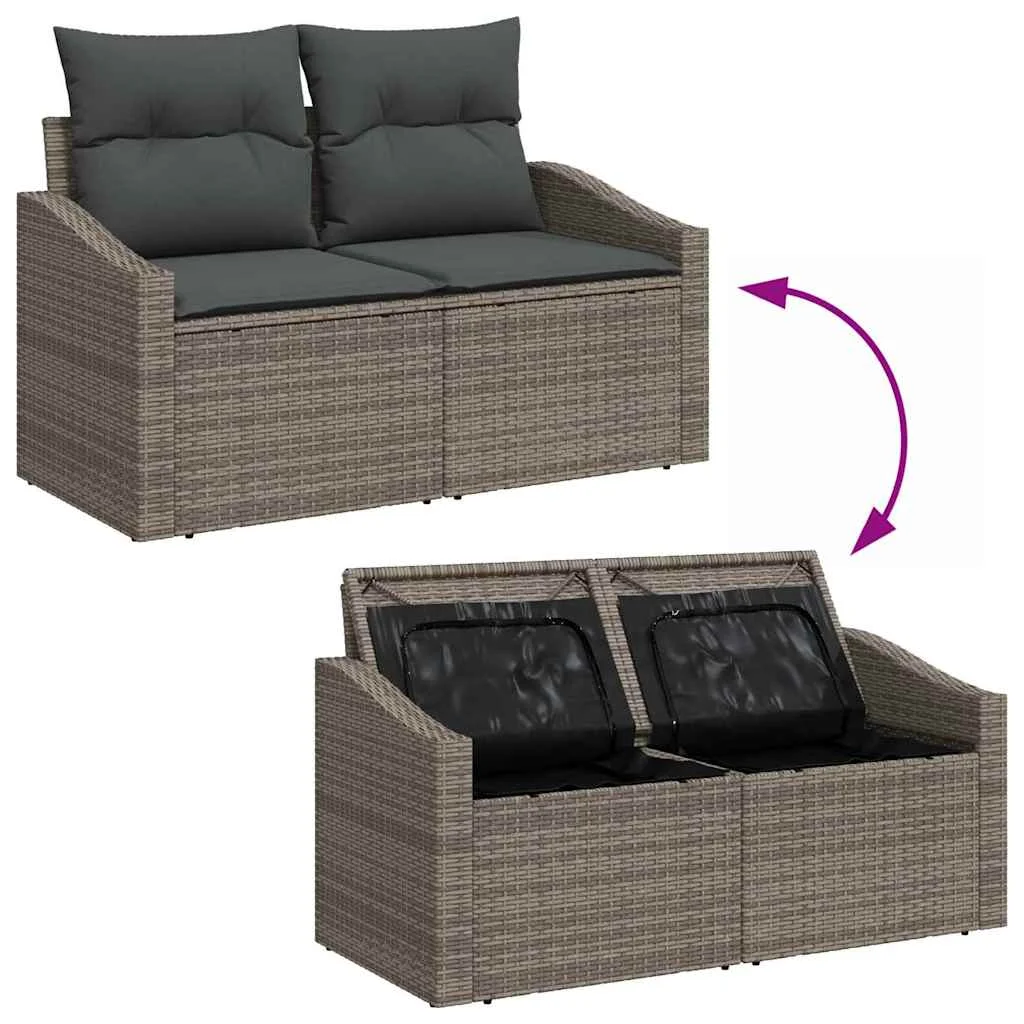 Záhradný jedálenský set s vankúšom s úložiskom 7 pcs Svetlosivá