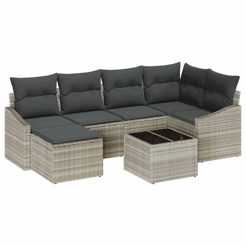 Záhradný jedálenský set s vankúšom s úložiskom 7 pcs Svetlosivá
