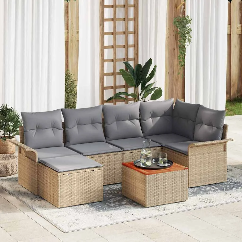 Súprava záhradných pohoviek 7 pcs Beige a svetlo šedá