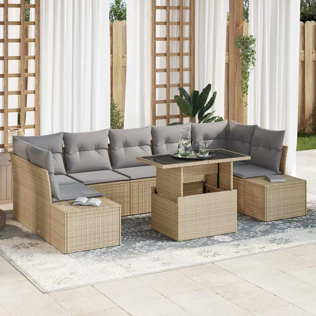 Súprava záhradných pohoviek 8 pcs Beige a svetlo šedá