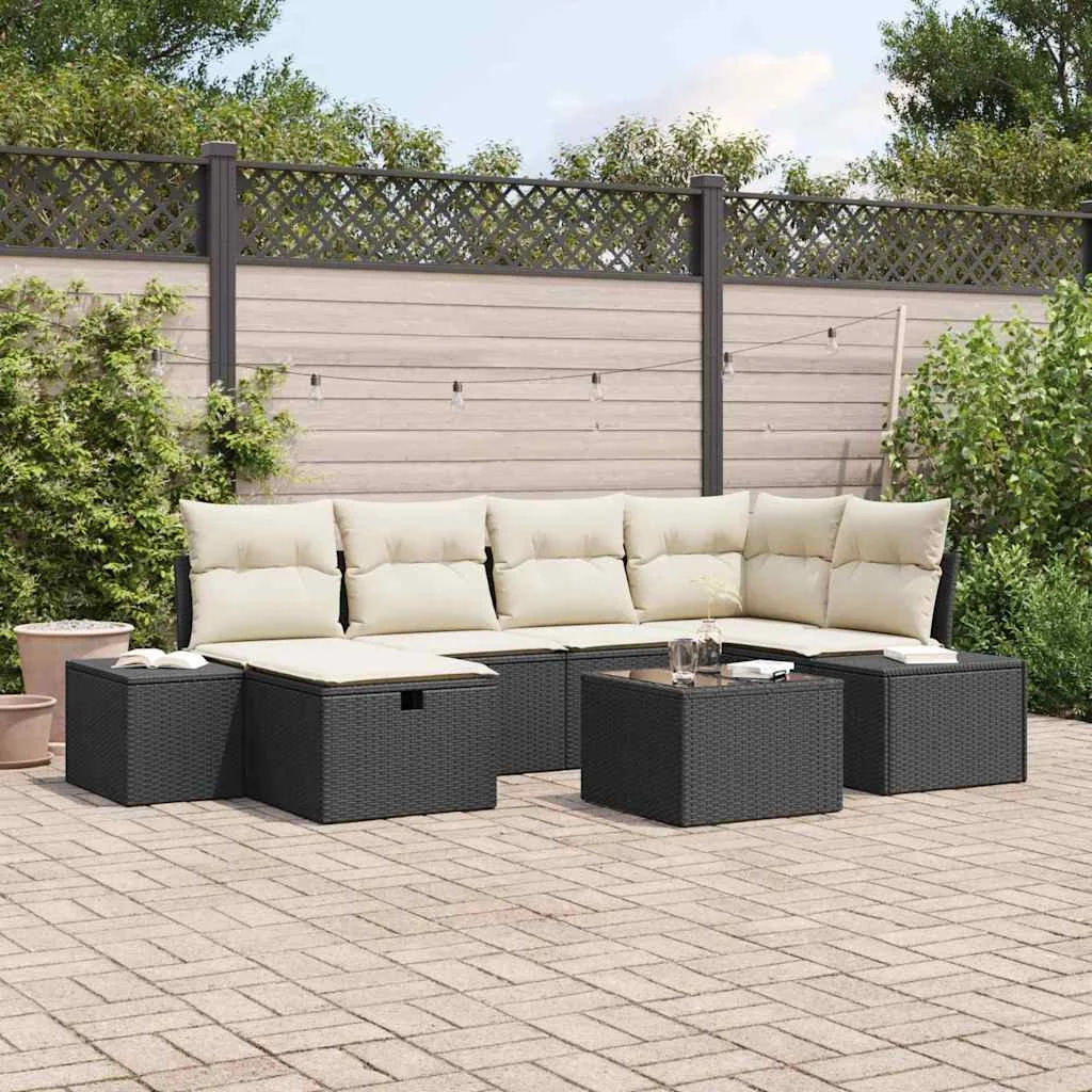 Súprava záhradných pohoviek 7 pcs Čierna 55 x 62 x 69 cm