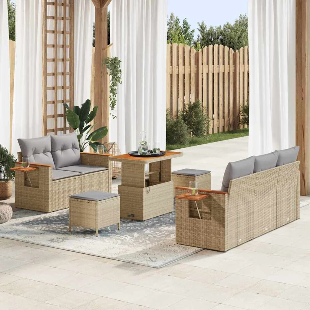Súprava záhradných pohoviek 8 pcs Beige a svetlo šedá