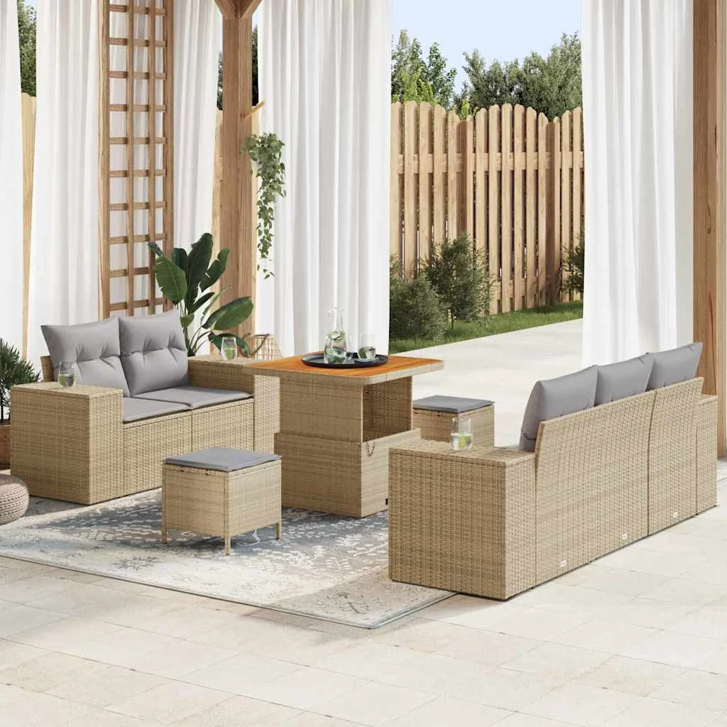 Súprava záhradných pohoviek 8 pcs Beige a svetlo šedá