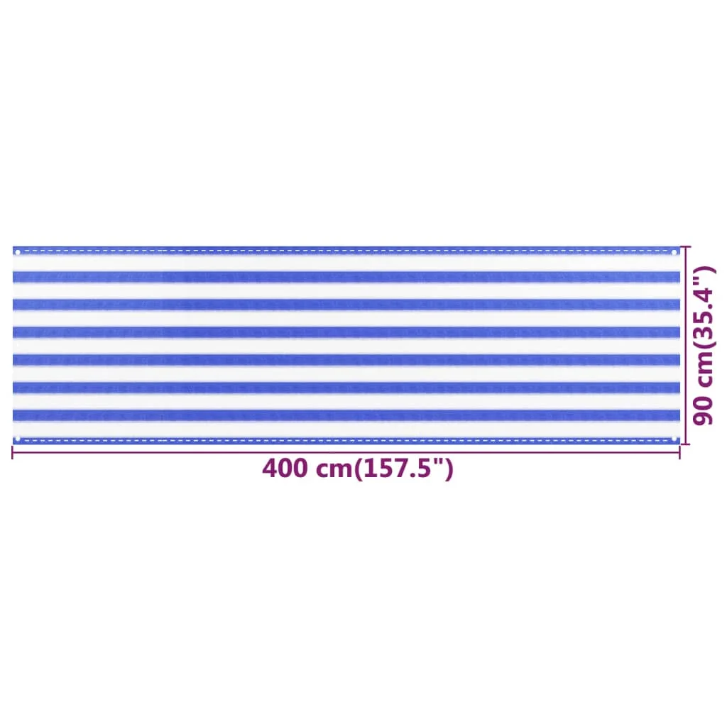 Balkónová markíza modrá a biela 90x400 cm HDPE