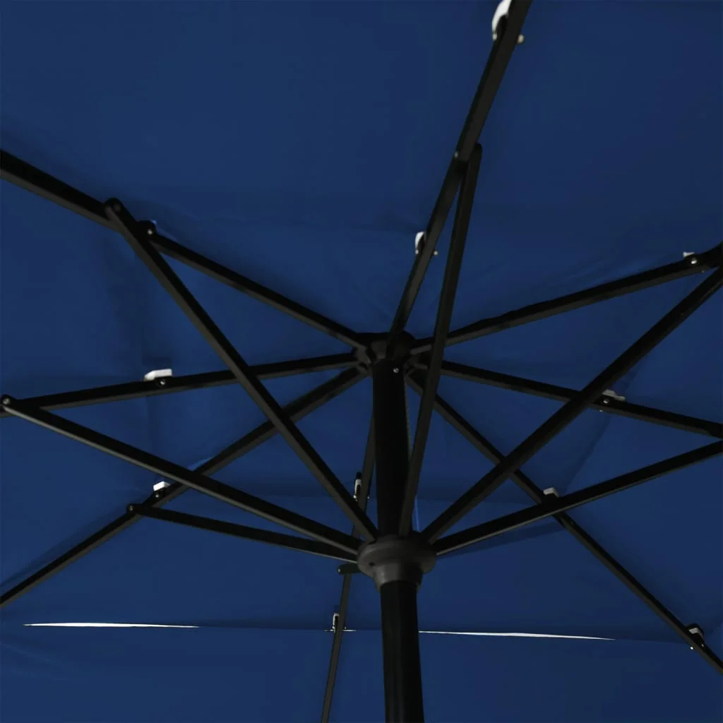3-stupňový záhradný slnečník, hliníková tyč, azúrový 2,5x2,5 m