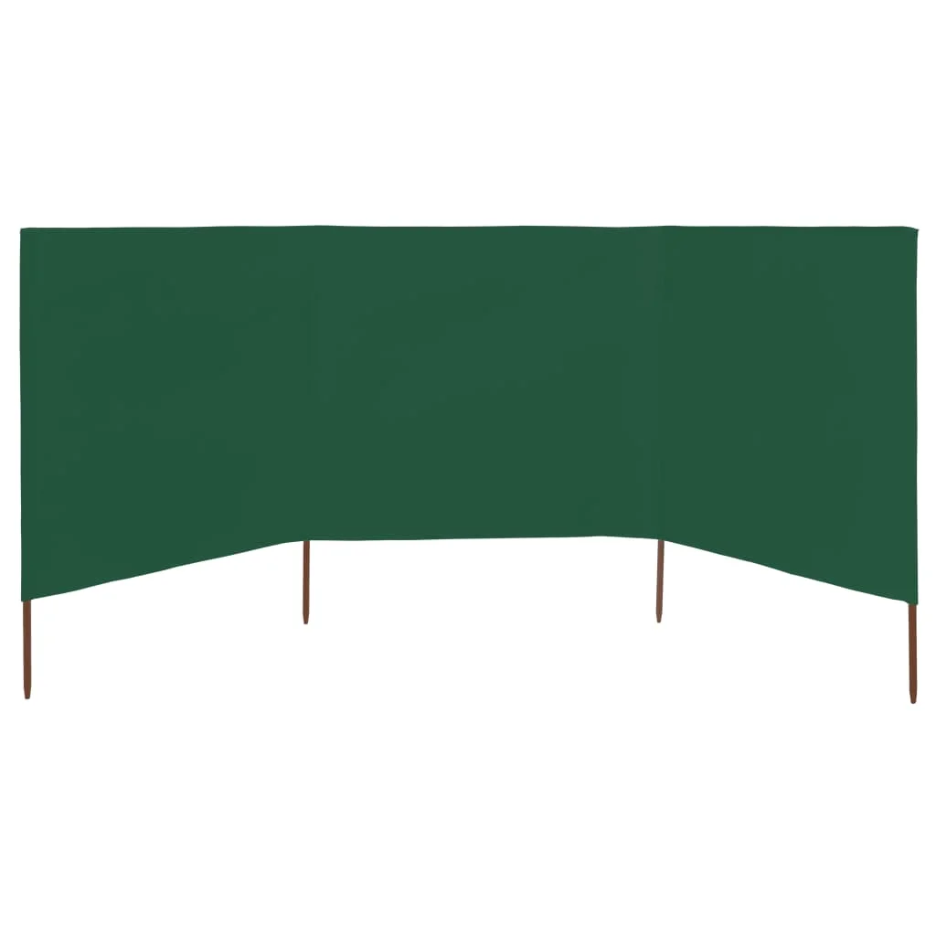 3-panelová zábrana proti vetru zelená 400x120 cm látková