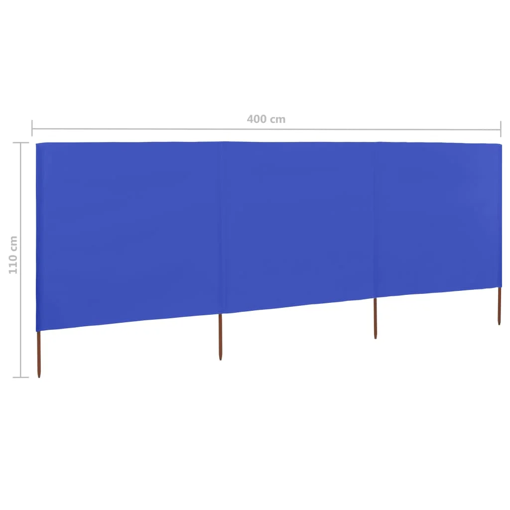 3-panelová zábrana proti vetru látková 400x80 cm azúrovo-modrá