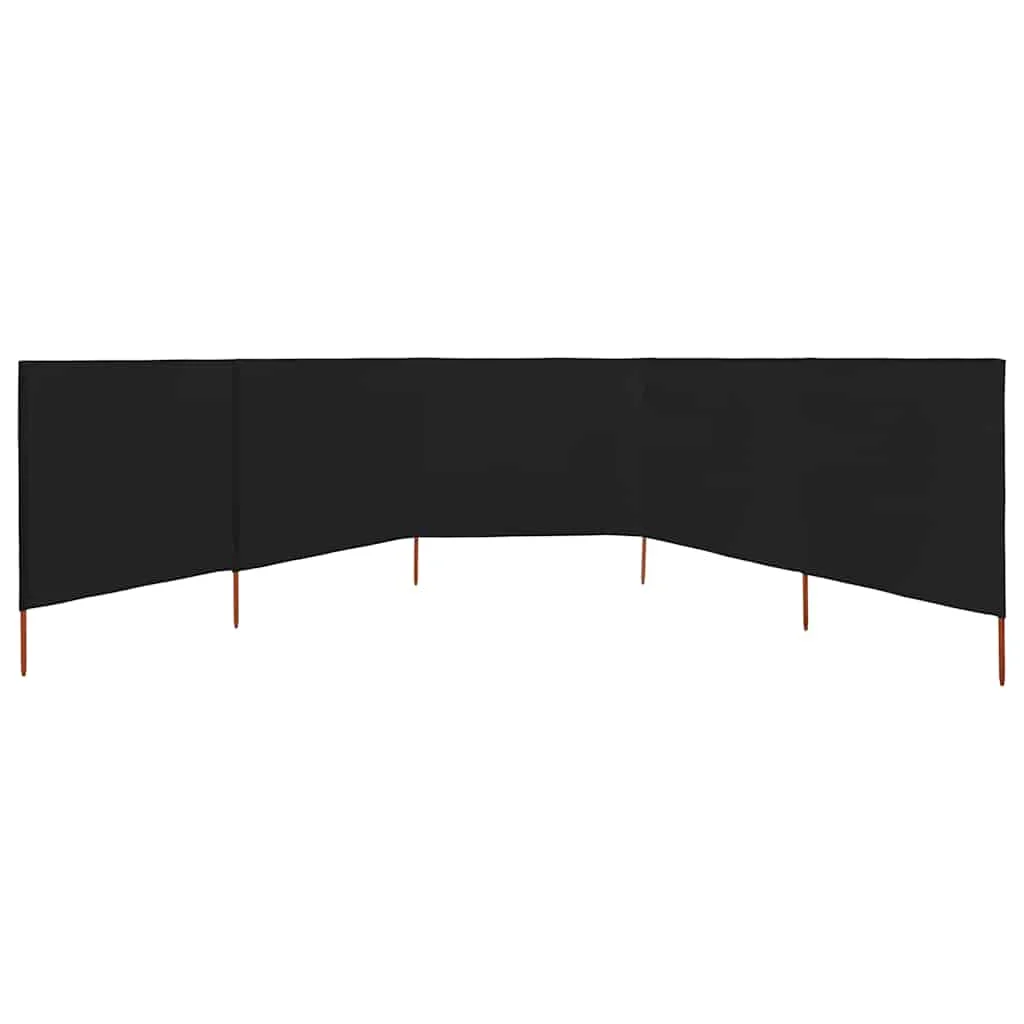 5-panelová zábrana proti vetru látková 600x160 cm čierna