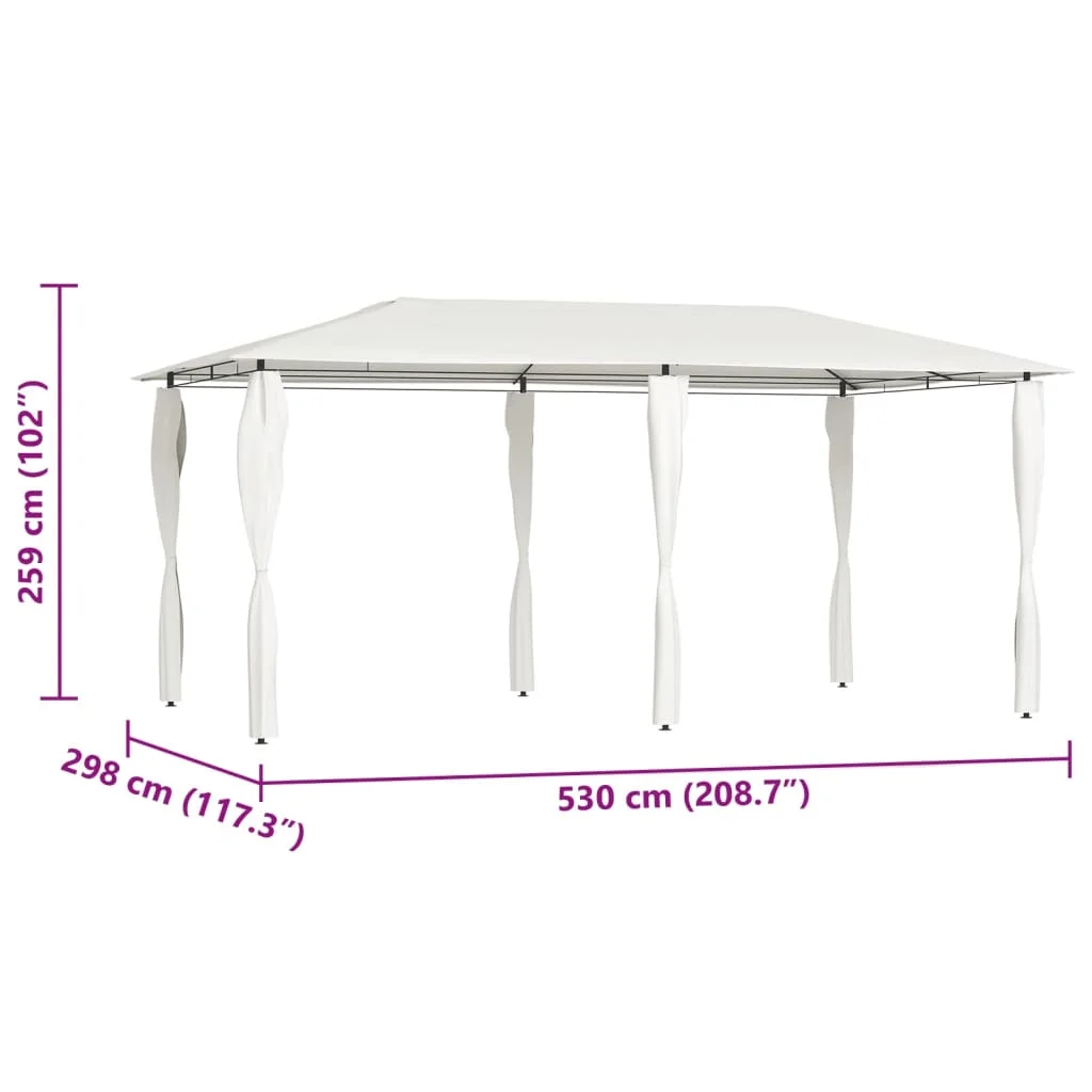 Altánok s poťahmi na stĺpiky 2,98x5,3x2,59 m, krémový 160 g/m²
