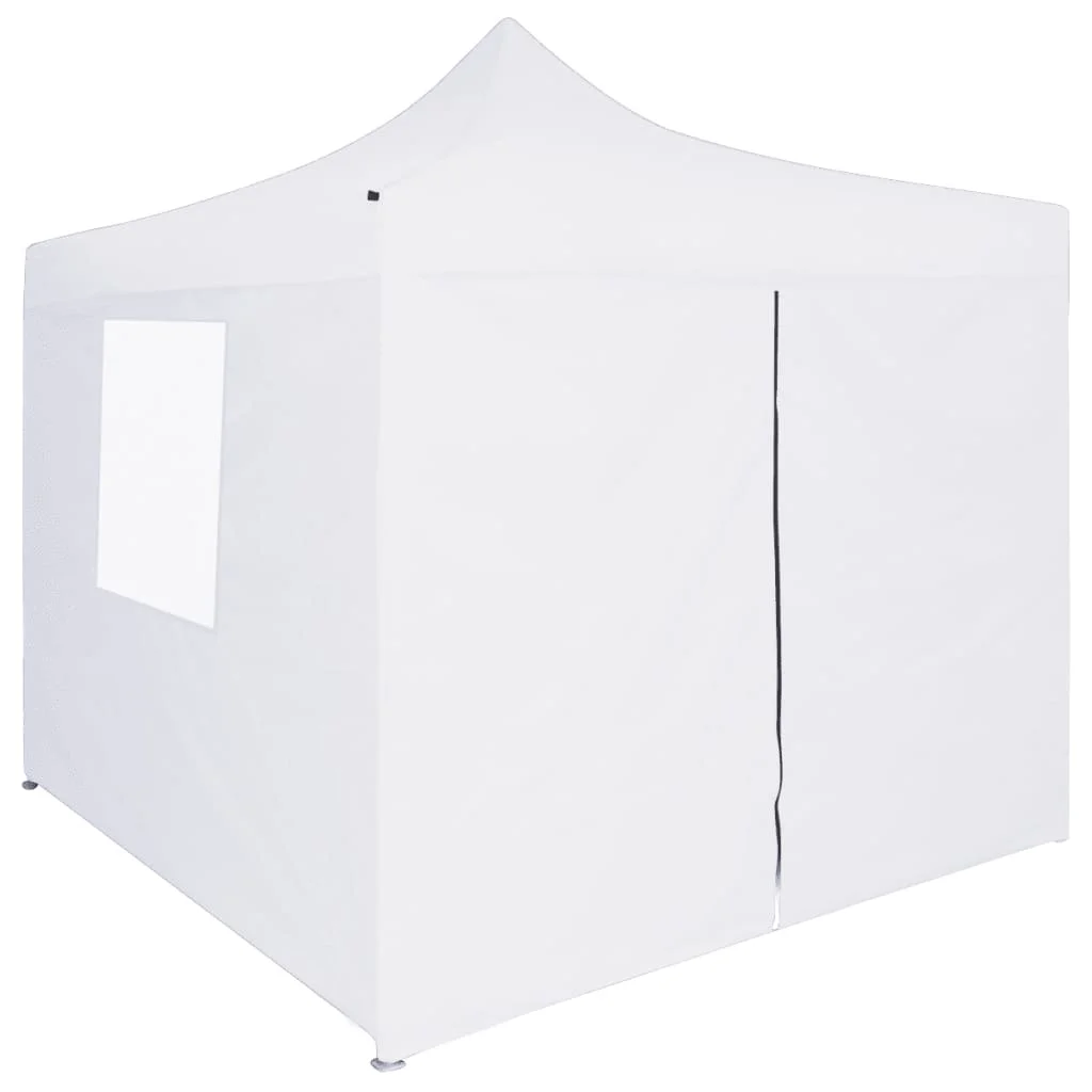 Profesionálny skladací párty stan+4 steny 3x3 m, oceľ, biely