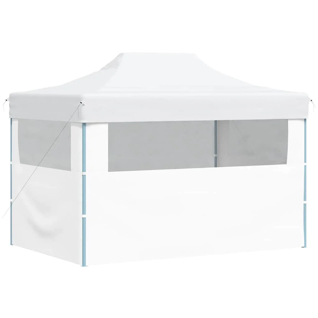 Profesionálny skladací párty stan s 3 stenami biely 280x410x315 cm oceľový