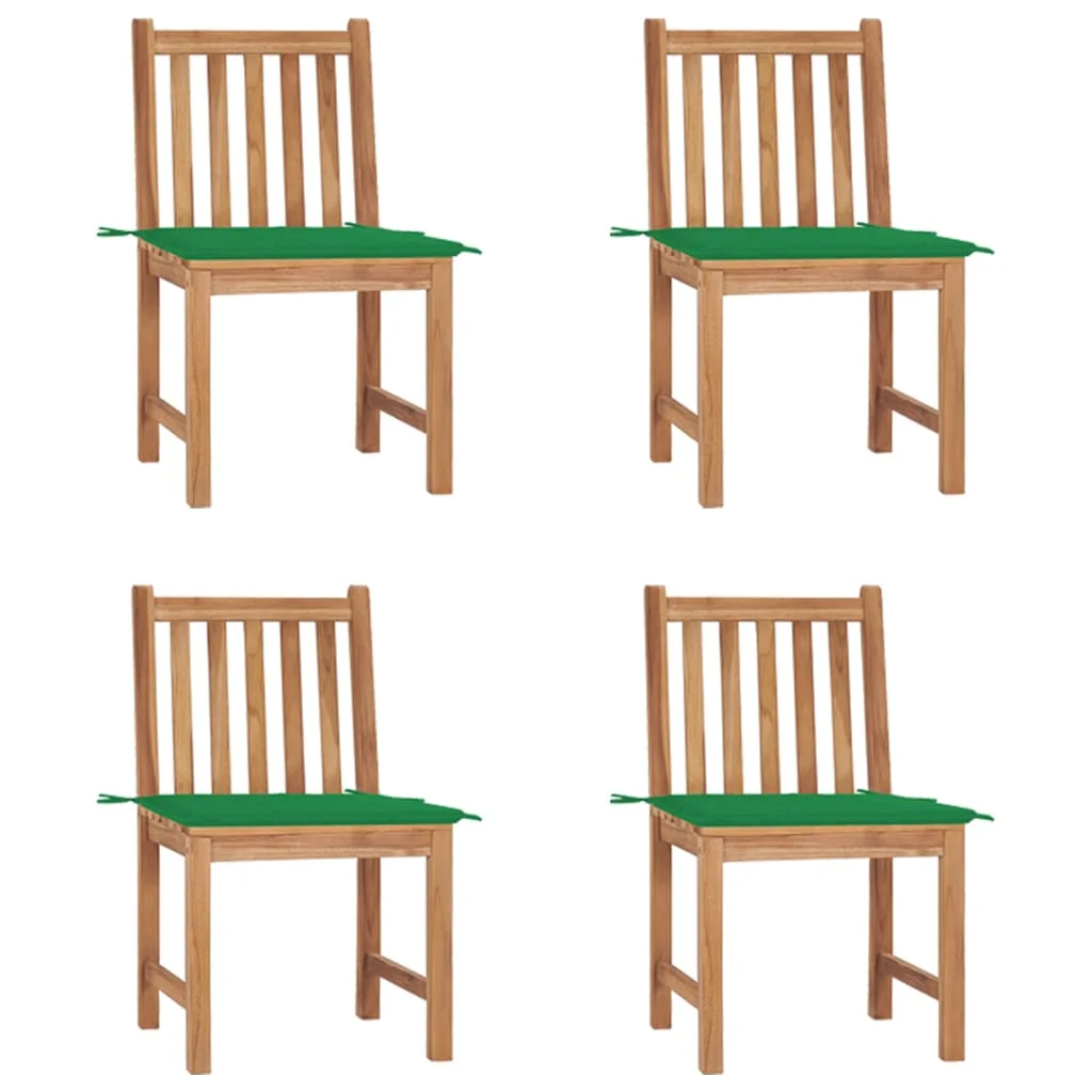 Záhradné stoličky 4 ks s podložkami tíkový masív