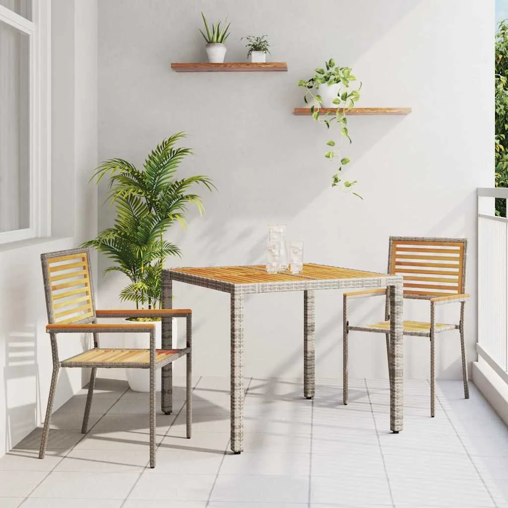 Záhradný jedálenský set 3 pcs Sivá a hnedá polyratan
