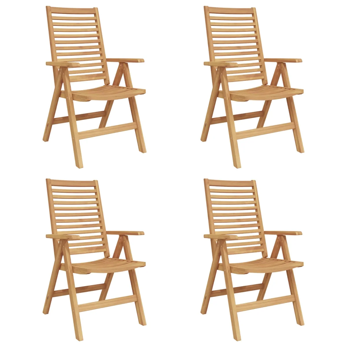 Záhradná stolička 4 pcs Hnedá 52 x 64.5 x 108 cm Tíkový masív