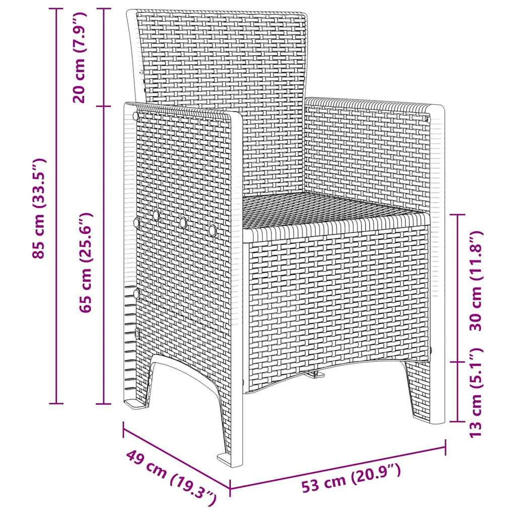 Záhradná stolička 4 pcs Biela 53 x 49 x 85 cm PP
