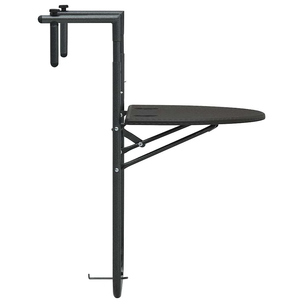 Visiaci balkónový stolík hnedý 60x64x83,5 cm plastový s ratanovým vzhľadom