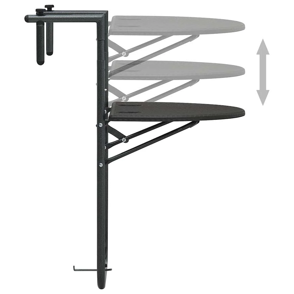 Visiaci balkónový stolík hnedý 60x64x83,5 cm plastový s ratanovým vzhľadom