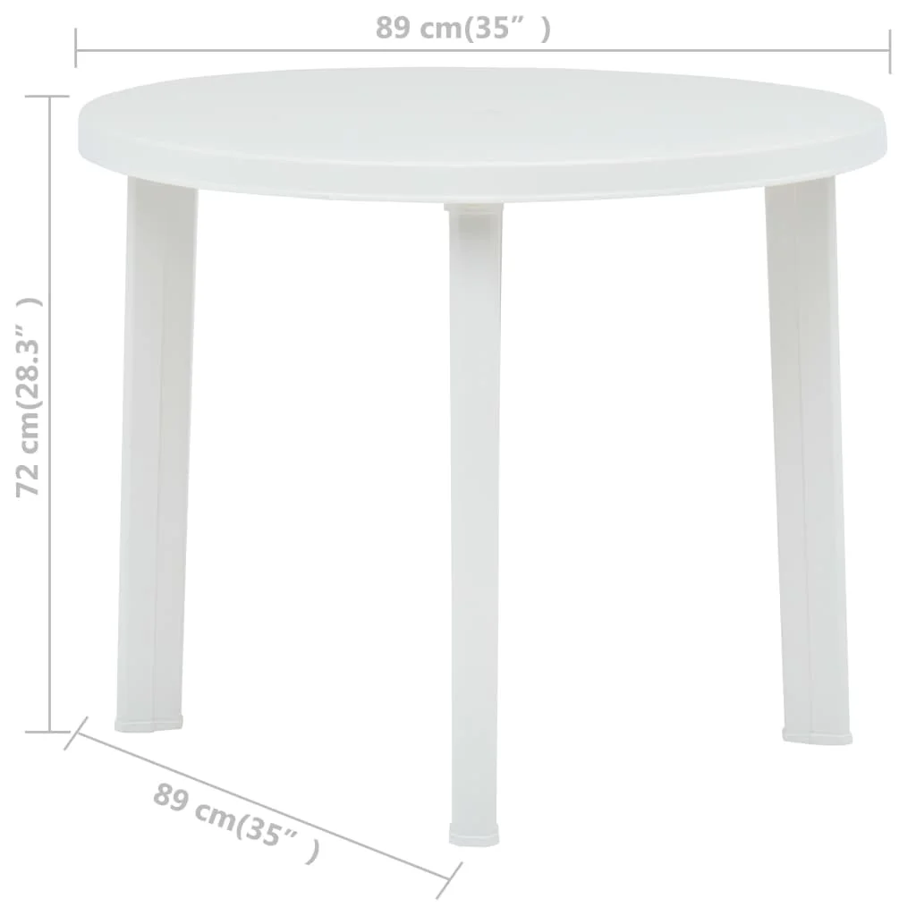 Záhradný stôl biely 89 cm plastový