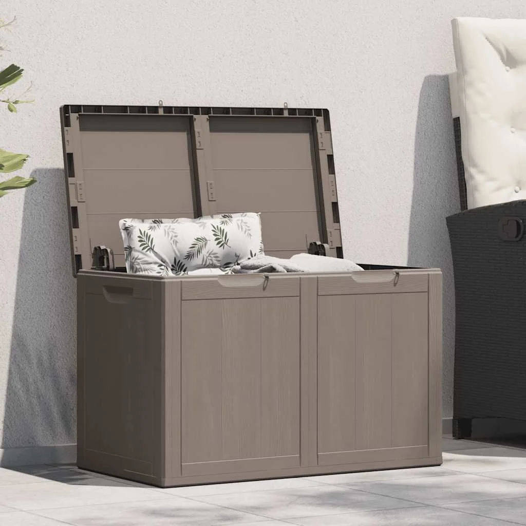Záhradný úložný box 180 l, hnedý, PP vzhľad dreva
