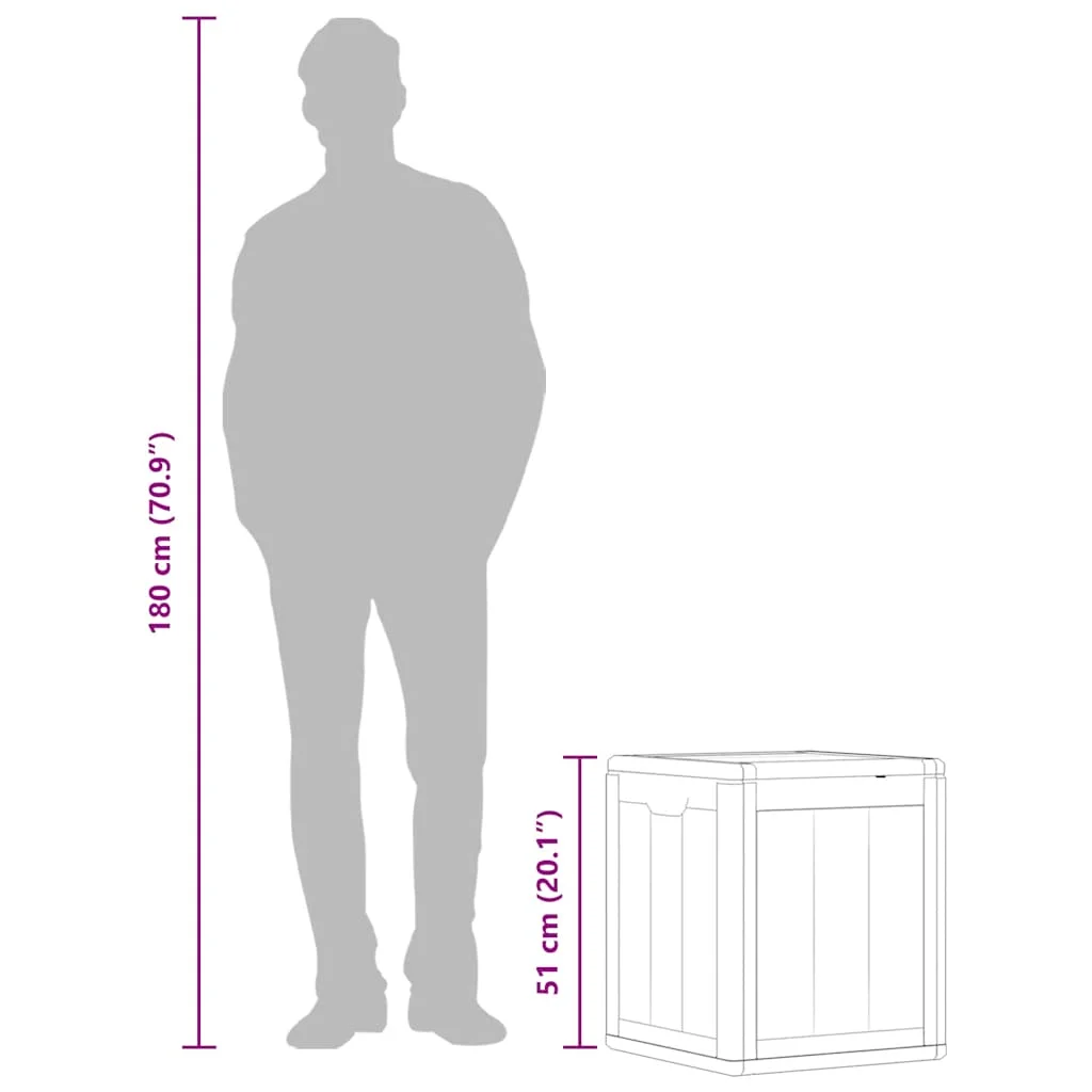 Záhradný úložný box 90 l, sivý, PP vzhľad dreva