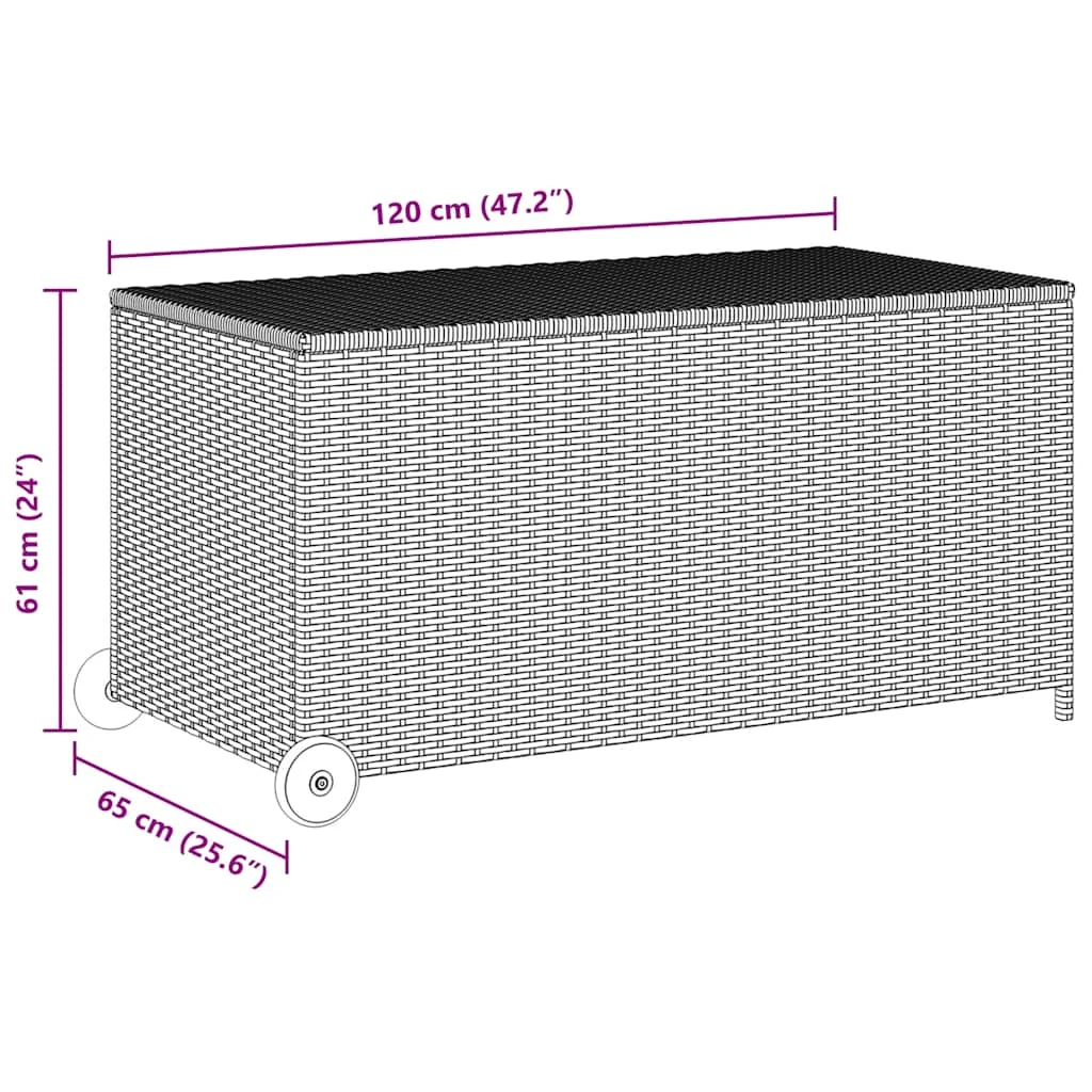 Záhradný úložný box, svetlosivý 120x65x61 cm, polyratan