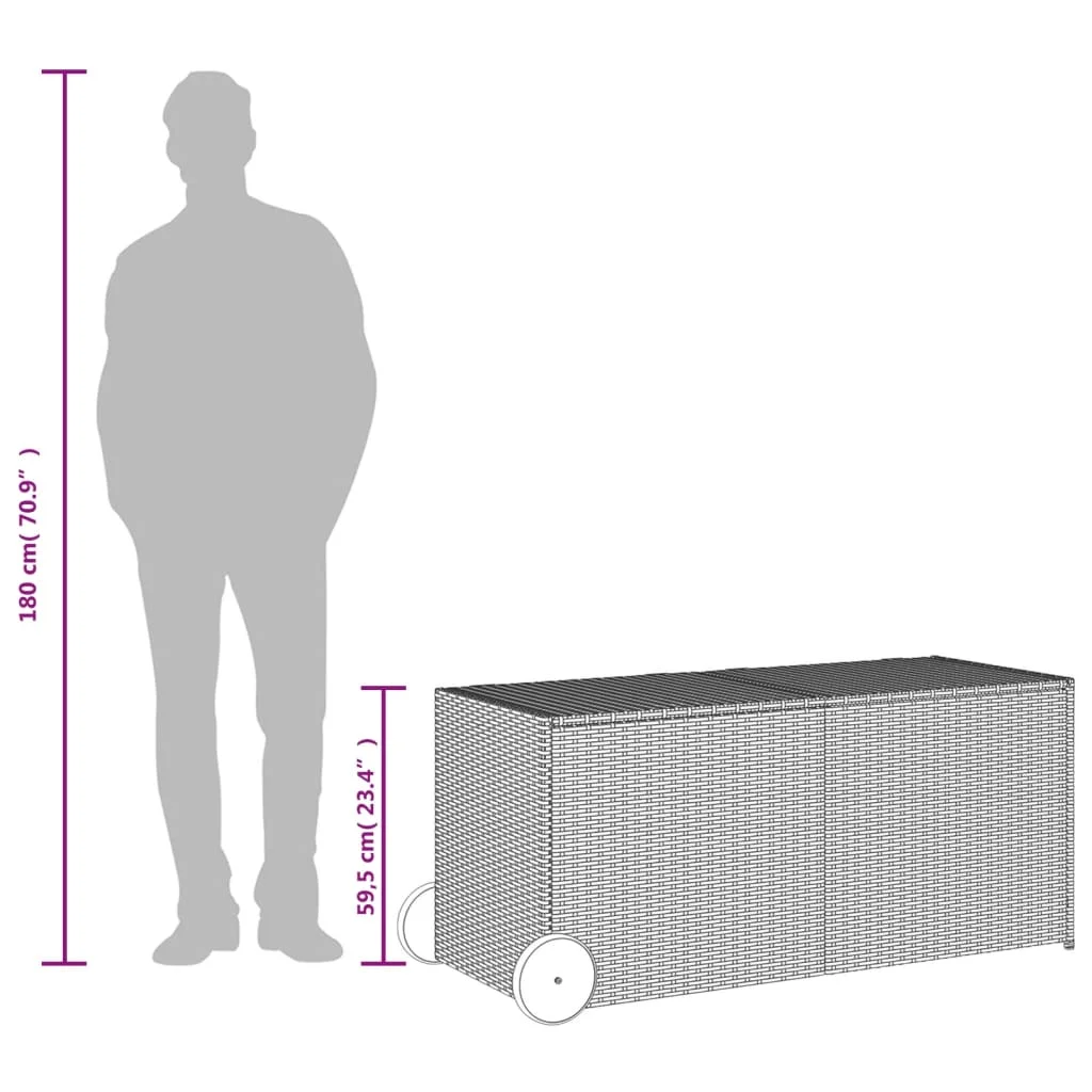 Záhradný úložný box s kolieskami hnedý 283 l polyratan