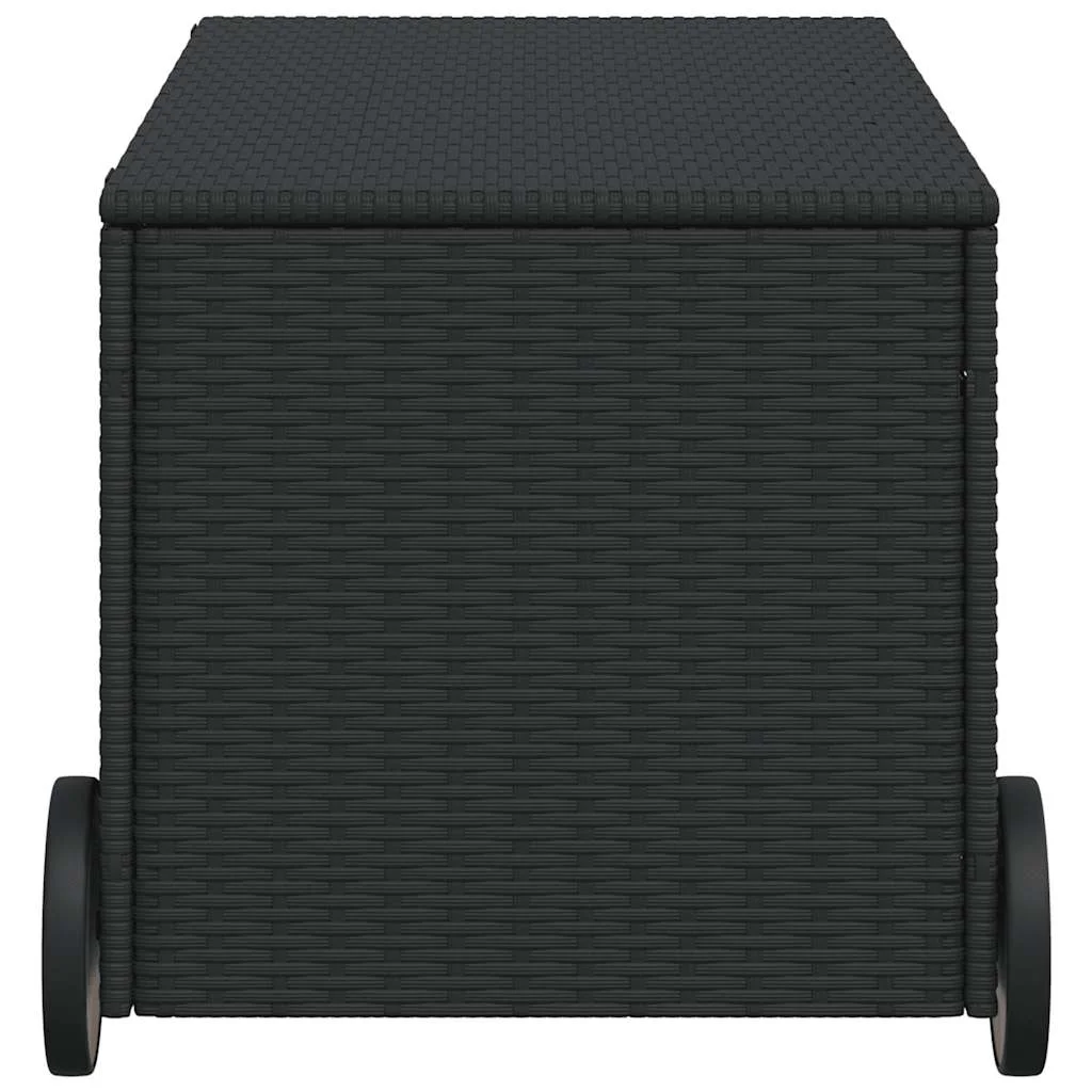 Záhradný úložný box s kolieskami čierny 190 l polyratan