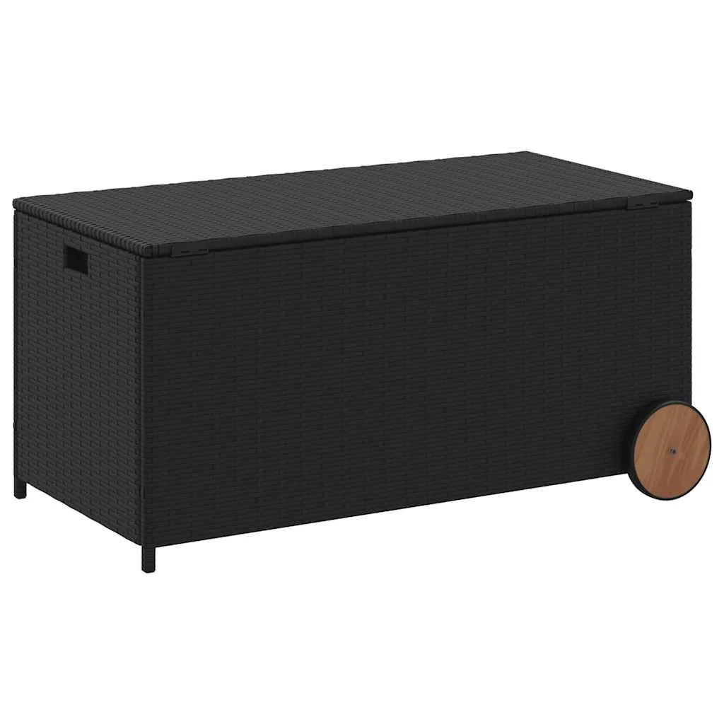 Záhradný úložný box s kolieskami čierny 190 l polyratan