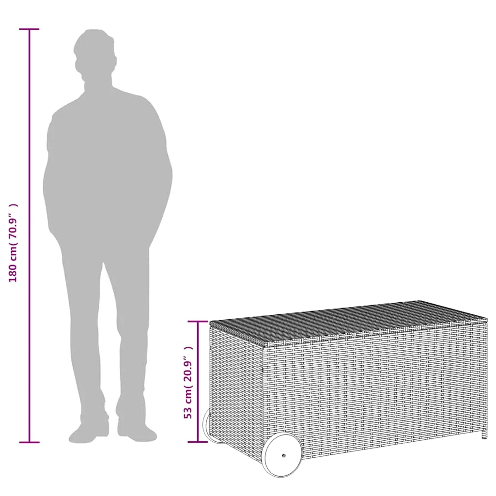 Záhradný úložný box s kolieskami čierny 190 l polyratan