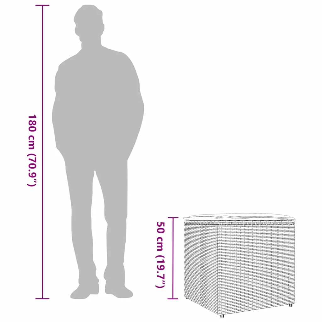 Vankúšová krabica Svetlosivá 50 x 50 x 50 cm polyratan