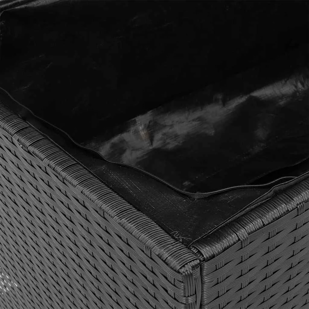 Záhrad. úložný box čierny 110x55x63 cm polyratan akáciové drevo