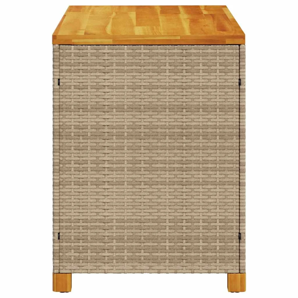 Záhrad. úložný box béžový 110x55x63 cm polyratan akáciové drevo