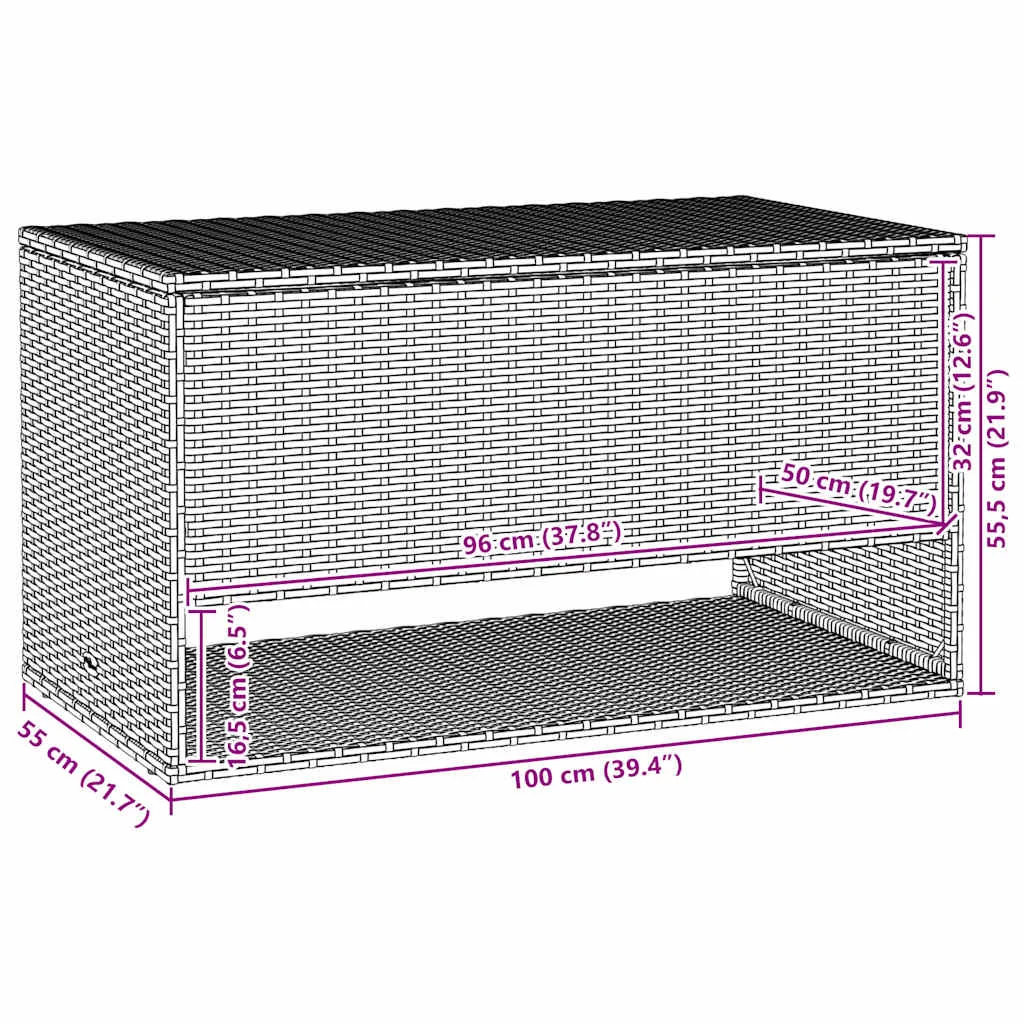 vonkajší box na vankúš čierny 100x55x55,5 cm polyratan