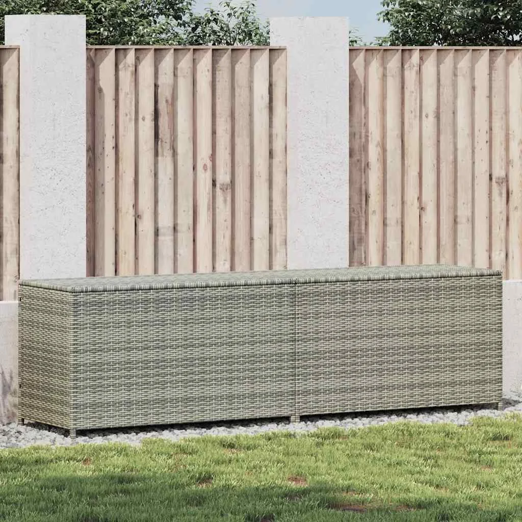 Záhradný úložný box sivý 200x50x60 cm polyratanový