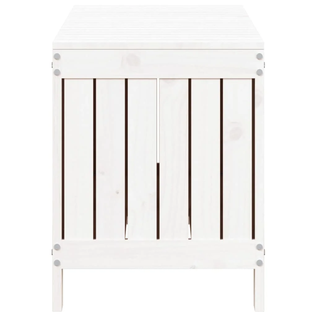Záhradný úložný box biely 108x42,5x54 cm masívna borovica