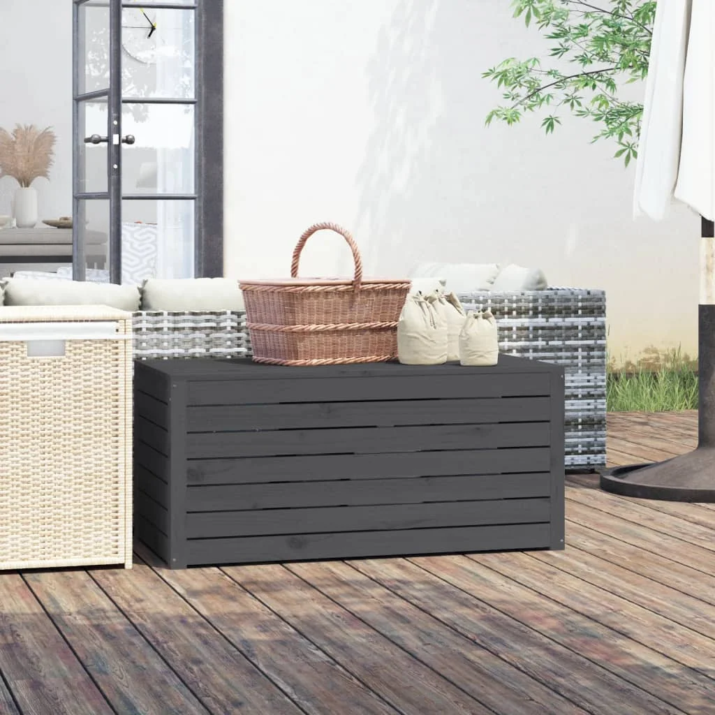 Záhradný box sivý 101x50,5x46,5 cm masívna borovica